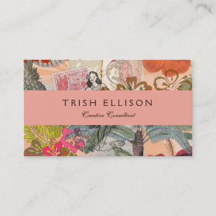 Vintage Flowers Hula Colourful Hawaiian Tropical Business Card