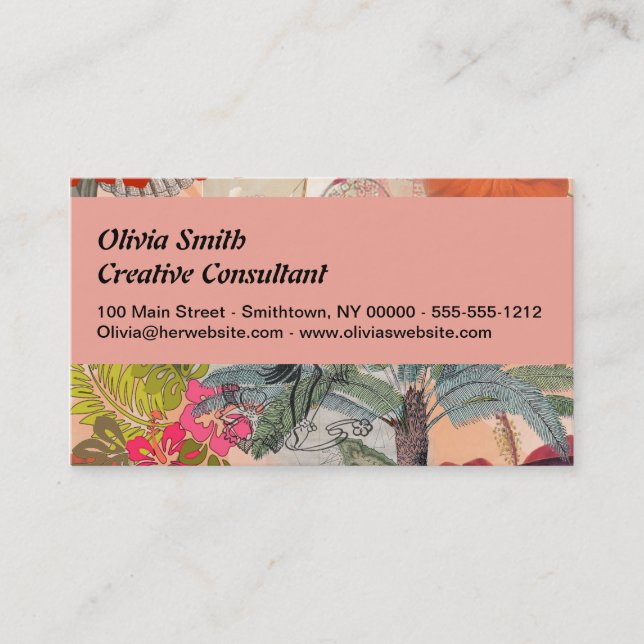 Vintage Flowers Hula Colourful Hawaiian Tropical  Business Card (Front)