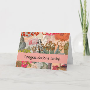 Vintage Flowers Hula Colourful Hawaiian Tropical Card