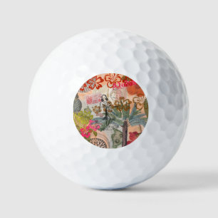 Vintage Flowers Hula Colourful Hawaiian Tropical Golf Balls