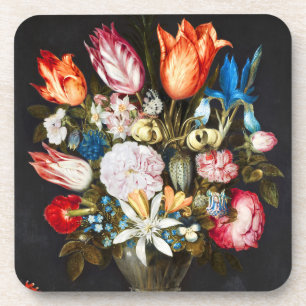 Vintage Flowers in a Glass by  Ambrosius Bosschaer Coaster