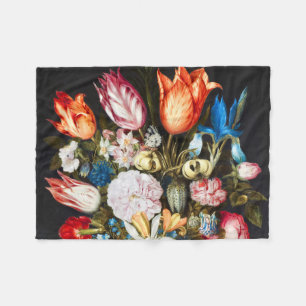 Vintage Flowers in a Glass by Ambrosius Bosschaer Fleece Blanket