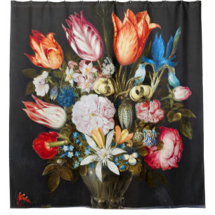 Vintage Flowers in a Glass by  Ambrosius Bosschaer Shower Curtain