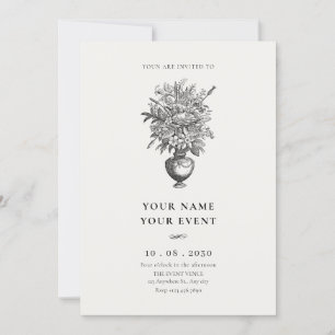 Vintage flowers in antique vase invitation