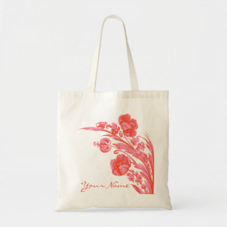 Vintage Flowers in Bold Colours, Orange and Pink Tote Bag
