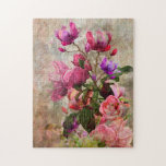 Vintage Flowers Jigsaw Puzzle<br><div class="desc">Charming jigsaw puzzle of a beautiful vintage hand painted flowers. Choose from the different sizes available.</div>