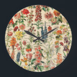 Vintage Flowers Large Clock<br><div class="desc">Please visit my store for more interesting design and more colour choice.
=> zazzle.com/colorfulworld*</div>