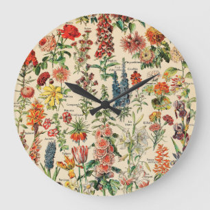 Vintage Flowers Large Clock