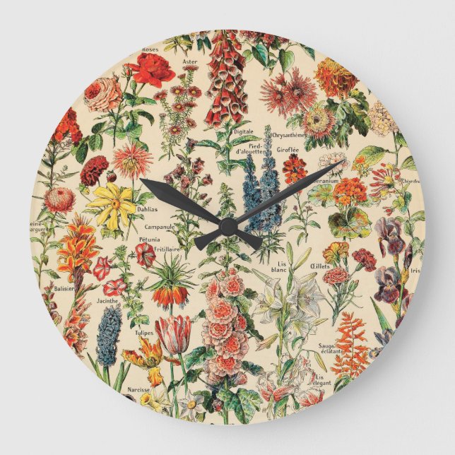 Vintage Flowers Large Clock (Front)