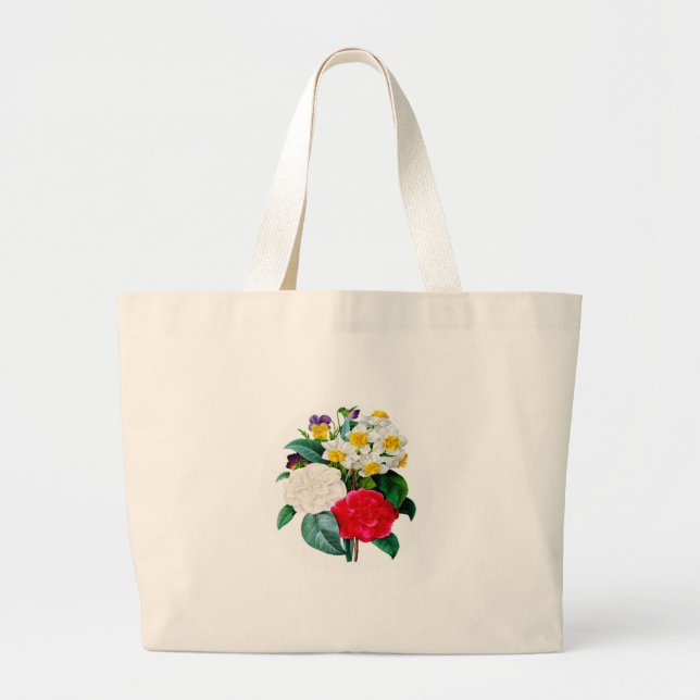Vintage Flowers Large Tote Bag (Front)