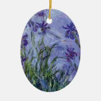 vintage flowers lilac-irises-1917 monet. ceramic tree decoration