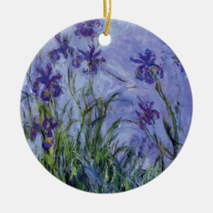 vintage flowers lilac-irises-1917 monet. ceramic tree decoration