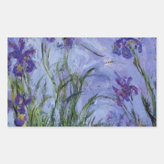 vintage flowers lilac-irises-1917 monet. rectangular sticker (Front)