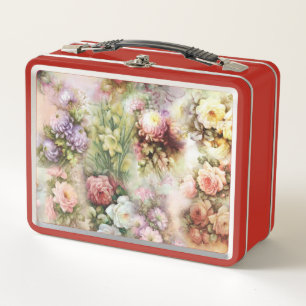 Vintage Flowers Metal Lunch Box