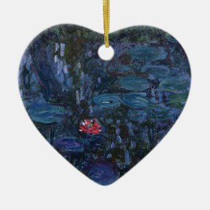 vintage flowers monet water lilies reflections art ceramic tree decoration