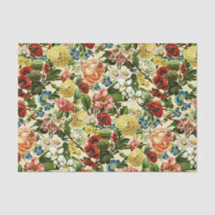 Vintage flowers monogram floral country tissue paper
