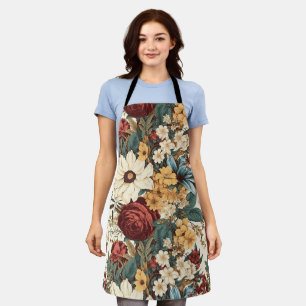 Vintage Flowers of Rose, Tulip, Lilies and Daisies Apron