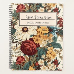 Vintage Flowers of Rose, Tulip, Lilies and Daisies Planner