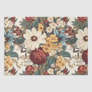 Vintage Flowers of Rose, Tulip, Lilies and Daisies Tissue Paper