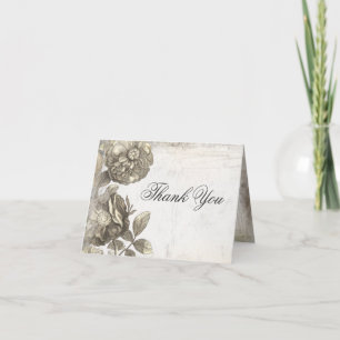 vintage flowers old shabby thank you card