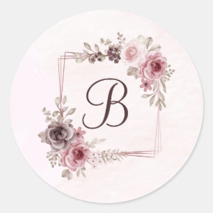Vintage Flowers on Light Pink Classic Round Sticker