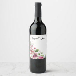 Vintage Flowers on White Wine Label