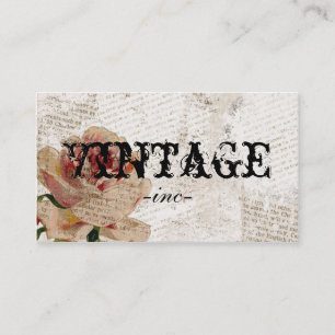 Vintage Flowers over Distressed Text Business Card