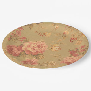 Vintage Flowers Paper Plate