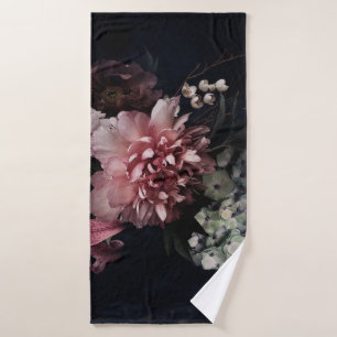 Vintage flowers. Peonies, tulips, lily, hydrangea Bath Towel