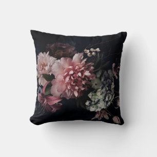 Vintage flowers. Peonies, tulips, lily, hydrangea Cushion