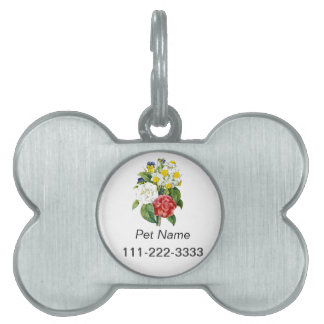 vintage flowers permanent pet tag, name, phone ID tag