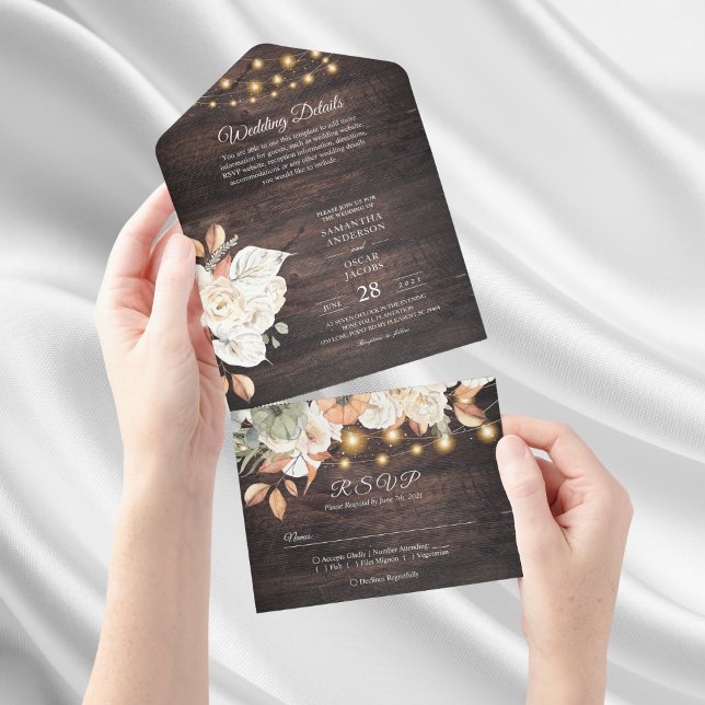 Vintage Flowers & Pumpkin Autumn  All In One Invitation (Creator Uploaded)