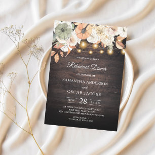 Vintage Flowers & Pumpkin Autumn Invitation