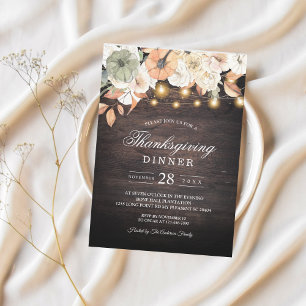 Vintage Flowers & Pumpkin Autumn  Invitation