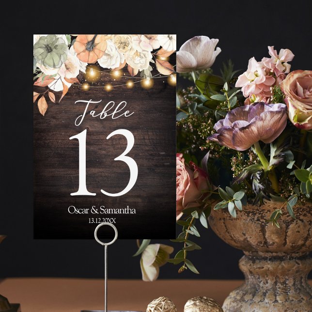 Vintage Flowers & Pumpkin Autumn  Table Number (Creator Uploaded)