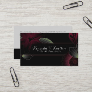 vintage flowers refer a friend business card