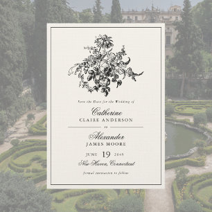 Vintage Flowers Romantic Floral Cream Wedding Save The Date