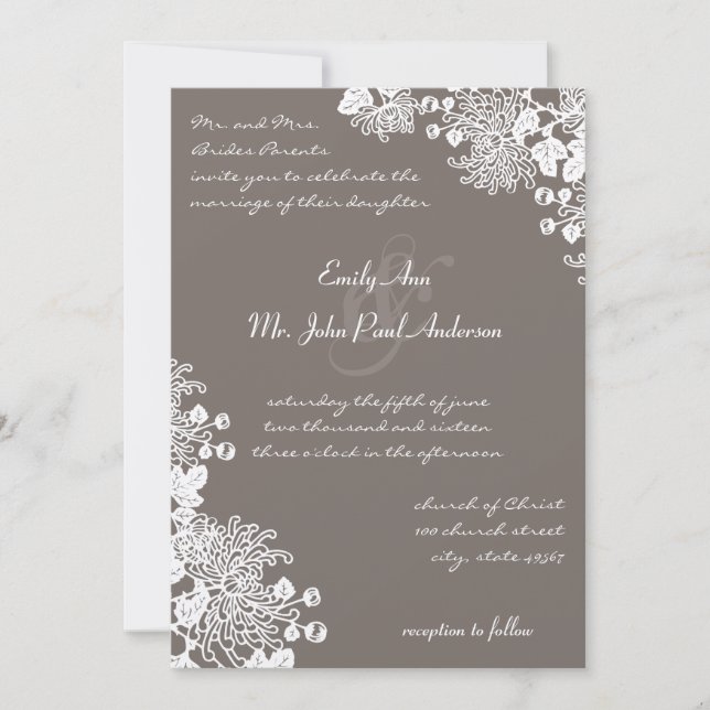 Vintage Flowers Romantic Rustic Wedding Invites (Front)
