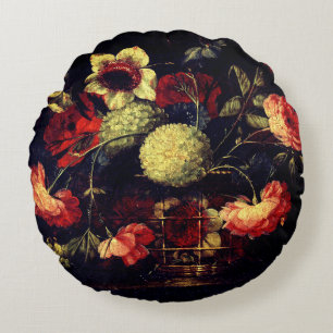 Vintage Flowers  Round Cushion