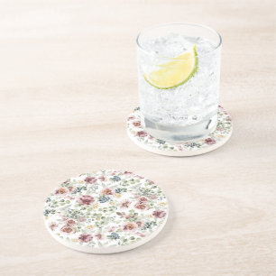 Vintage flowers sandstone coasters