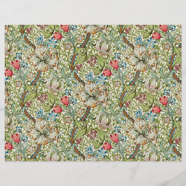 Vintage Flowers Scrapbook Paper | Floral Craft  (Front)
