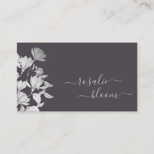 Vintage Flowers Simple Floral Pattern Dark Gray Business Card