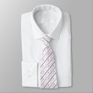 Vintage Flowers Striped pattern white beige pink Tie
