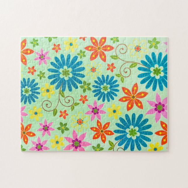 Vintage Flowers Texture Pattern Impossible Puzzle (Horizontal)