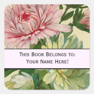 Vintage Flowers 'This Book belongs to' Sticker