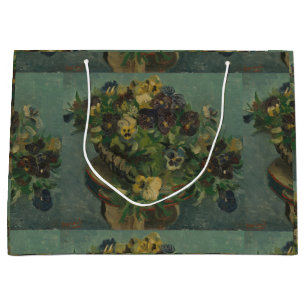 Vintage Flowers Van Gogh Basket of Pansies Large Gift Bag