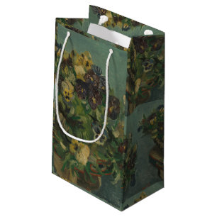 Vintage Flowers Van Gogh Basket of Pansies  Small Gift Bag