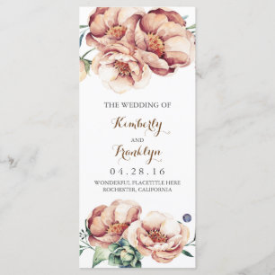 vintage flowers watercolor fall wedding programs programme