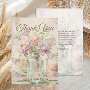 Vintage Flowers Wedding Bridal Shower Thank You Card