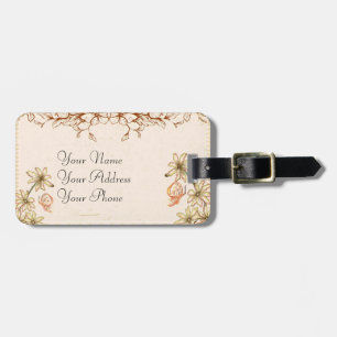 Vintage Flowers Wedding Luggage Tag
